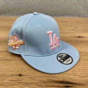 59FIFTY LA Dodgers Fitted Hat One Size Faded Blue Pink World Series MLB NWOT